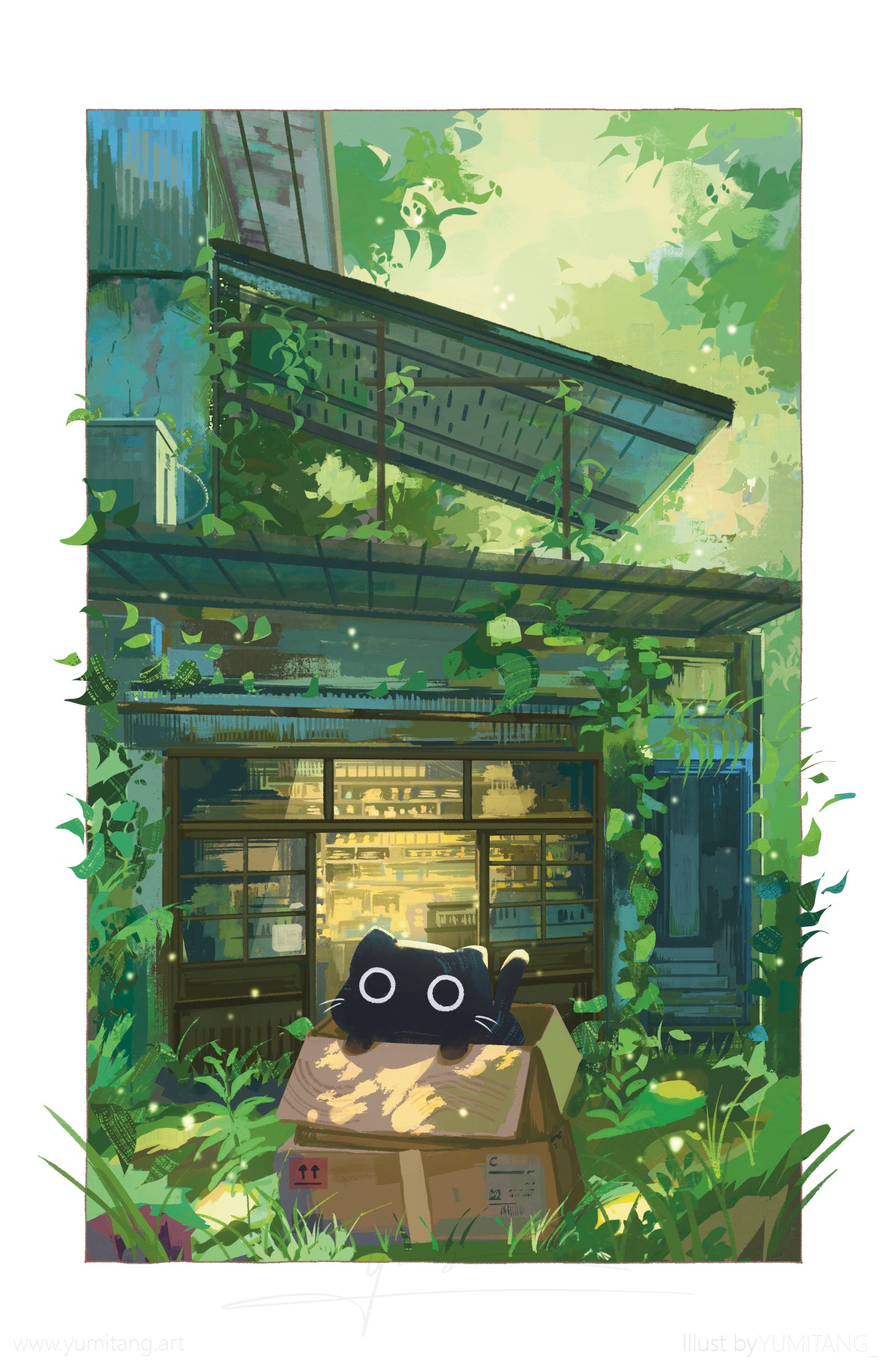 Green Cat 11"x17" Print