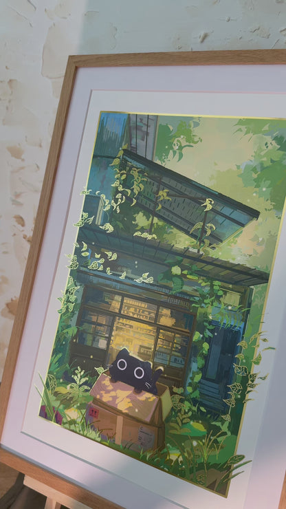 Green Cat 11"x17" Print